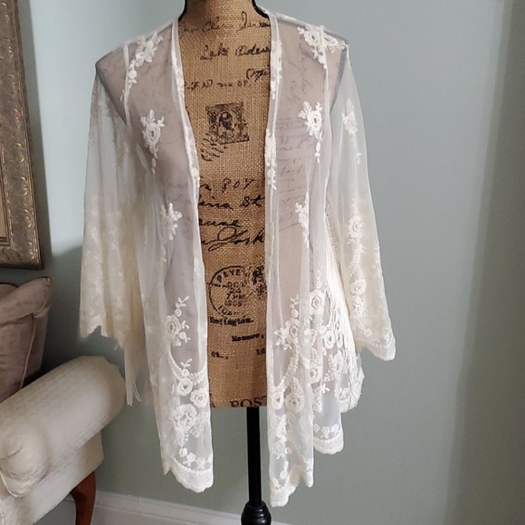 You Are Not Alone Jackets & Blazers - Lace Kimono with Fringe